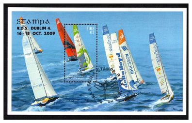 2009 Ireland Stampa Public Souvenir overprinting Volvo Ocean Race Commemorative Stamp Miniature Sheet with show cancel of the 16th October 2009