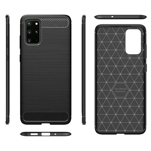 Samsung Galaxy S20 Plus Case Cover Carbon Fiber Design Shockproof Black Armor - FHT03SMK3