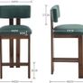 Set of 2 Velvet Bar Stools Wooden Kitchen Stools with Backrest Image 3