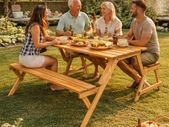 2 in 1 Picnic Table Bench Convertible Foldable Wooden Garden Patio Seating 4 Seater