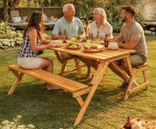 2 in 1 Picnic Table Bench Convertible Foldable Wooden Garden Patio Seating 4 Seater