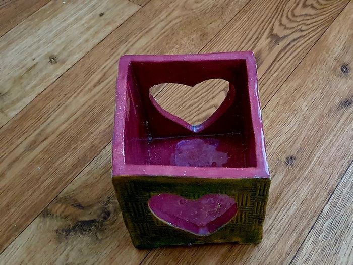Handmade Ceramic Candle Holder - Heart Glow Design