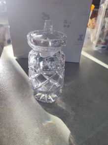 Vtg Galway Lead Crystal Rathmore Footed Condiment Jar & Lid Honey Pot Clear RARE
