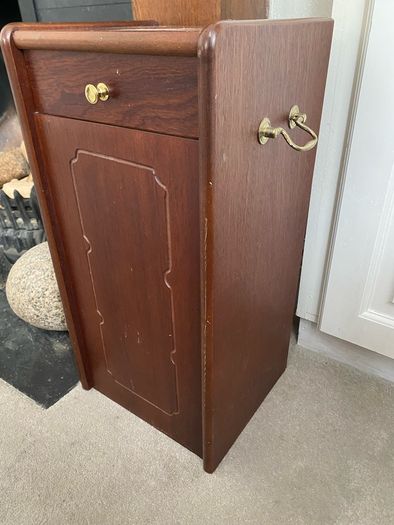 Wooden and brass fireplace fuel  storage box