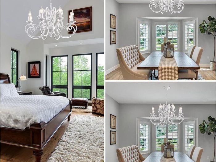 8-Light Vintage Black French Country Chandelier: