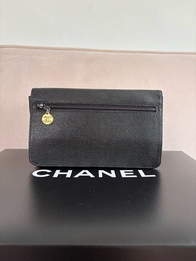 chanel Vintage WOC clutch Black Caviar Gold Hardware
