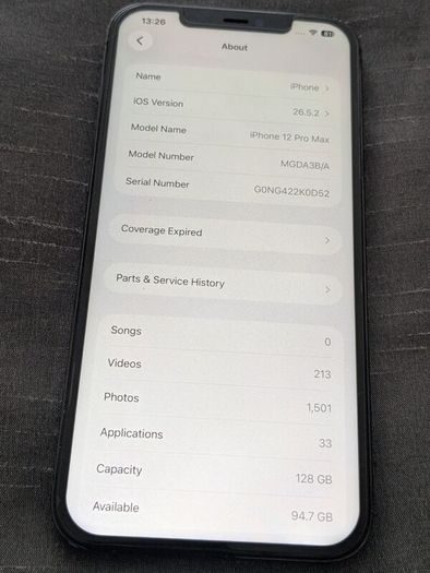 iPhone 12 Pro Max, 128GB unlocked