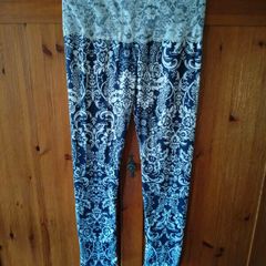 blue and white leggings with damask print with a white lace waistband. New never worn.