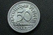 Old 1920 J German 50 pfennig coin