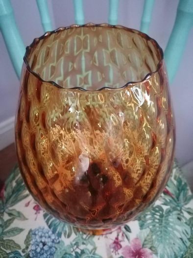 Mid-Century Italian Amber Glass Balloon Vase