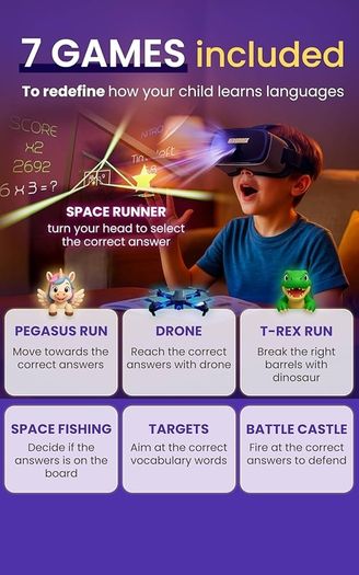 VR Headset Maths educational games times tables subtraction  for kids old Fun games VR Maths set 3D glasses Cool for girls and boys Learning toys Language