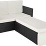 _Poly Rattan Lounge Set, 2-Seater Sofa with Backrest, Large Stool with Folding Support, Incl. Thick Cushions, Garden Furniture Set for Garden and Terrace Image 5