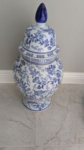 Blue and white ceramic ginger jar