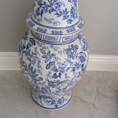 Blue and white ceramic ginger jar