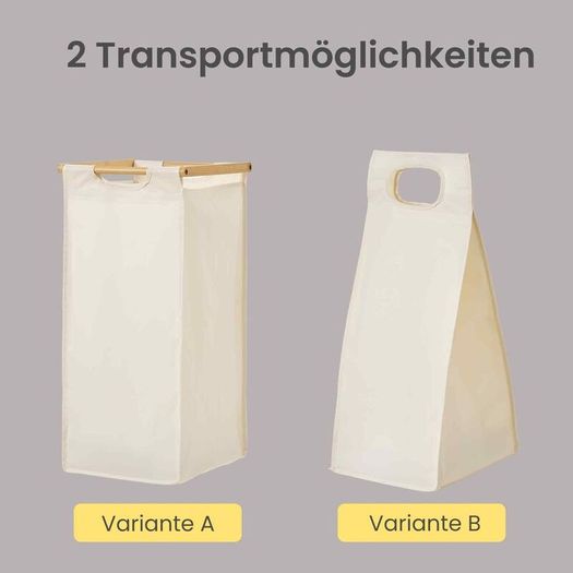 Bamboo Laundry Sorter with 3 Removable Bags and Storage Shelf 150L