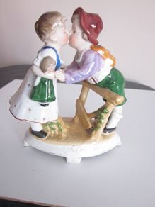 Vintage Boy/Girl First Kiss Porcelain Figure