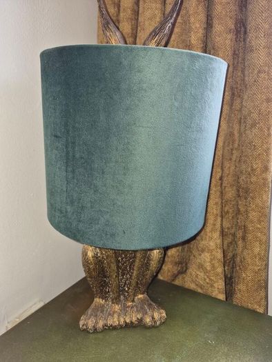 Green and gold bunny lamp