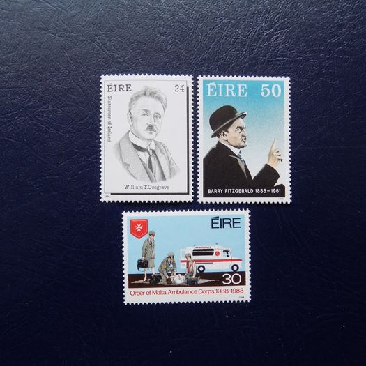 Ireland 1988.MNH.Anniversarys,Barry Fitzgerald.W.T.Cosgrave.Malta Ambulance Corps.