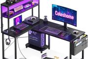 L Shaped Gaming Desk with LED Lights