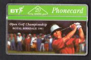1991 Great Britain 20 unit British Telecom Open GOlf Championship Birkdale (Landis &amp; Gyr) Phonecard.