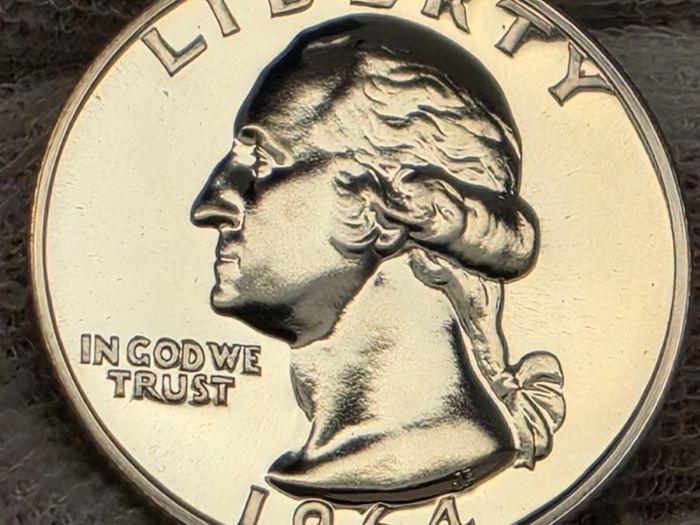 USA United States 1964 Silver Proof Washington Quarter Stunning Gem Proof Coin