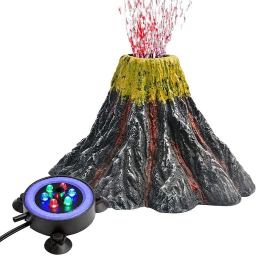 Aquarium Volcano Ornament Kit, Air Bubbler Decorations for Fish Tank, Aquarium Air Bubbler with LED Light (FREE POSTAGE)
