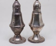 Pair of sterling silver salt pepper shakers