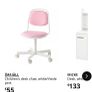 Ikea Micke Desk White and Orfjall Swivel Chair Pink Image 10