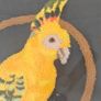 Retro framed 1960s wool embroidery cockatoo. Kitsch. Image 2