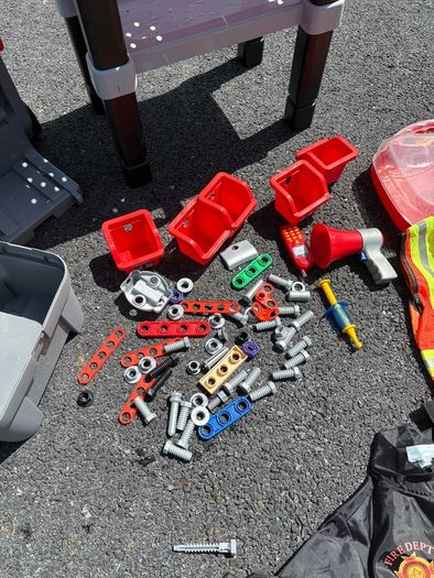 Construction bench, tool trolley & box, fireman bundle