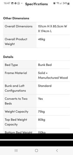 Bunk bed ( small single )