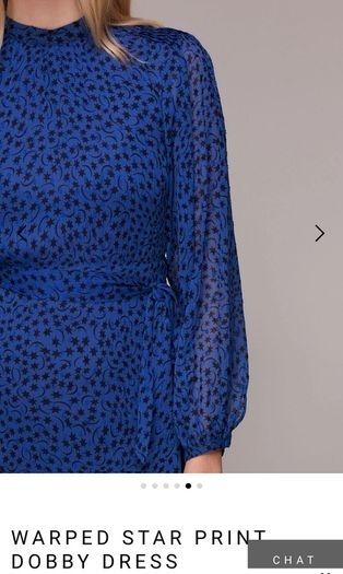 BNWT - Whistles Blue Warped Star Print Dobby Dress UK 14