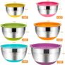 Mixing Bowls with Airtight Lids, 6-Piece Stainless Steel Metal Bowls by Umite Chef, Measurement Marks & Colorful Non-Slip Bottoms Size 7, 3.5, 2.5, 2.0,1.5, 1QT, Great for Mixing & Serving Image 3