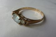 Vintage 9ct Gold Topaz and CZ Trilogy Ring by Charles Lyster and Son, Size P, 1.54g