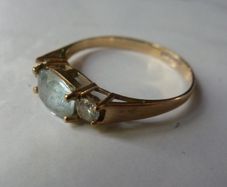 Vintage 9ct Gold Topaz and CZ Trilogy Ring by Charles Lyster and Son, Size P, 1.54g