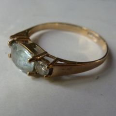 Vintage 9ct Gold Topaz and CZ Trilogy Ring by Charles Lyster and Son, Size P, 1.54g