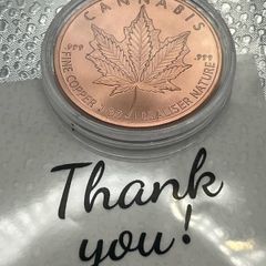 1avdp oz Fine 999 Copper Bullion Cannibas Round.(L)