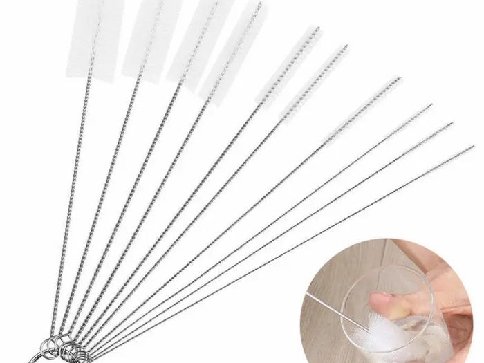 Nylon Straw Brush Cleaner Bottle Tube Pipe Small Long Cup Kitchen Bath Home Cleaning 10Pcs Set