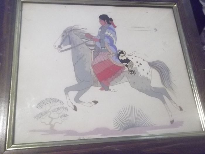 a water colour picture of a native american