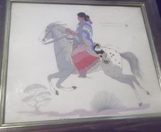 a water colour picture of a native american