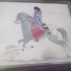 a water colour picture of a native american