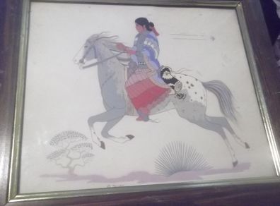 a water colour picture of a native american