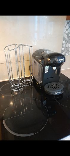 Bosch TASSIMO Coffee Machine (Black) + Chrome Pod Holder & Cleaning Disc