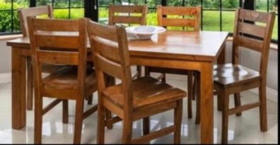 solid Oak dining table with 8 chairs