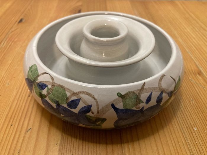 Judy Greene Blue Flower Candlestick Holder
