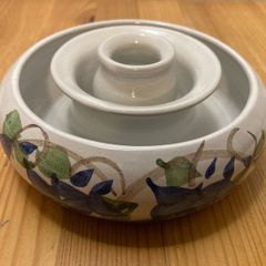 Judy Greene Blue Flower Candlestick Holder