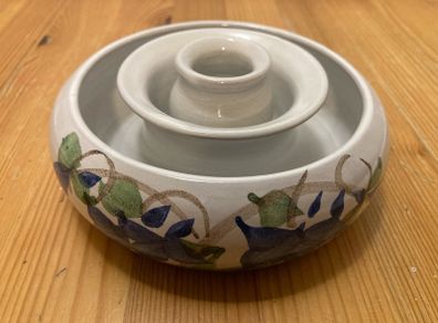 Judy Greene Blue Flower Candlestick Holder