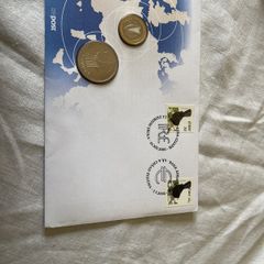 Rare An Post Dual Currency Cover: Final Irish 1 pound Millennium & First 1 Euro Coin Set