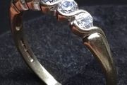 Vintage Birmingham Hallmarked Gold Five Stone Ring Large Size
