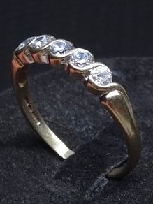 Vintage Birmingham Hallmarked Gold Five Stone Ring Large Size